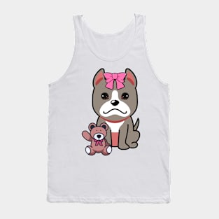 Funny Grey dog is holding a teddy bear Tank Top